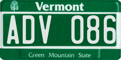 VT license plate ADV086