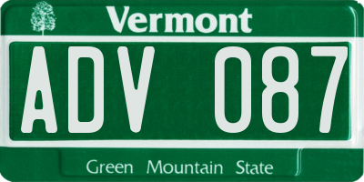 VT license plate ADV087