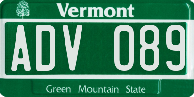 VT license plate ADV089
