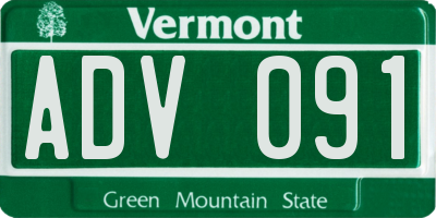 VT license plate ADV091