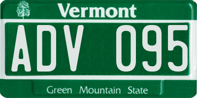 VT license plate ADV095