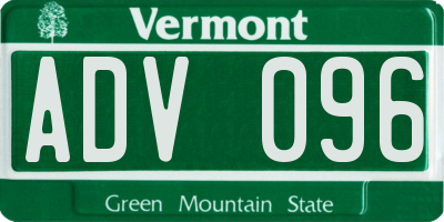 VT license plate ADV096