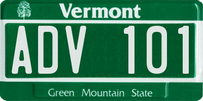 VT license plate ADV101
