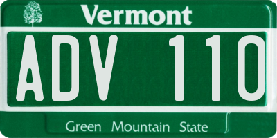 VT license plate ADV110