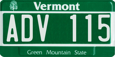 VT license plate ADV115