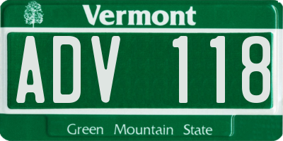 VT license plate ADV118