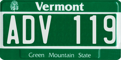 VT license plate ADV119