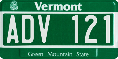 VT license plate ADV121