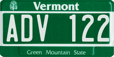 VT license plate ADV122