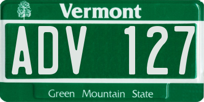 VT license plate ADV127