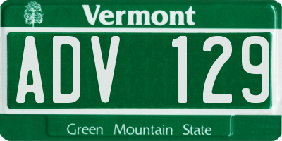 VT license plate ADV129