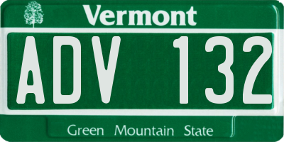 VT license plate ADV132