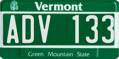 VT license plate ADV133