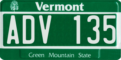 VT license plate ADV135