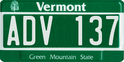VT license plate ADV137