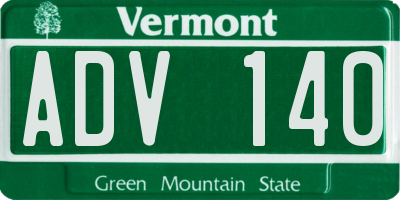 VT license plate ADV140