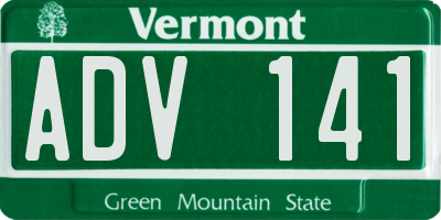 VT license plate ADV141