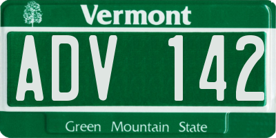 VT license plate ADV142