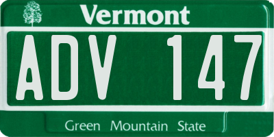 VT license plate ADV147