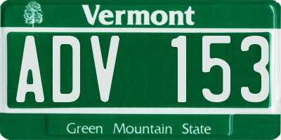 VT license plate ADV153