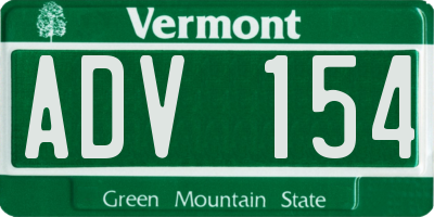 VT license plate ADV154
