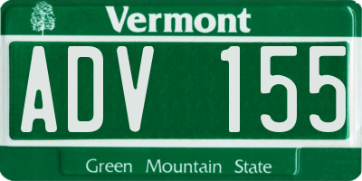 VT license plate ADV155