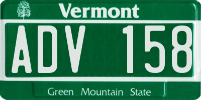 VT license plate ADV158