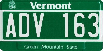 VT license plate ADV163