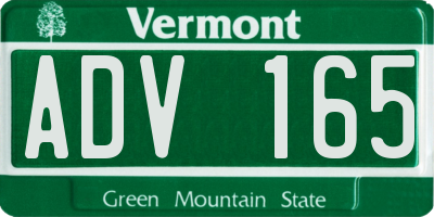 VT license plate ADV165