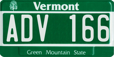 VT license plate ADV166