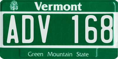VT license plate ADV168