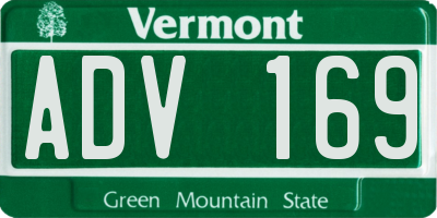 VT license plate ADV169
