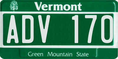 VT license plate ADV170