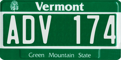 VT license plate ADV174