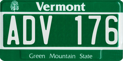 VT license plate ADV176