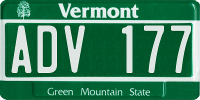 VT license plate ADV177