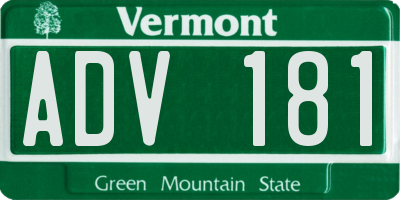 VT license plate ADV181
