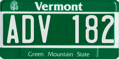 VT license plate ADV182