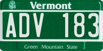VT license plate ADV183