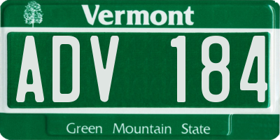 VT license plate ADV184
