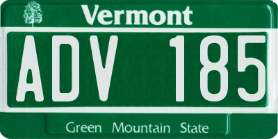 VT license plate ADV185