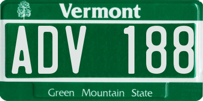 VT license plate ADV188