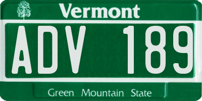 VT license plate ADV189