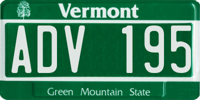 VT license plate ADV195