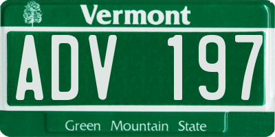 VT license plate ADV197
