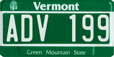 VT license plate ADV199