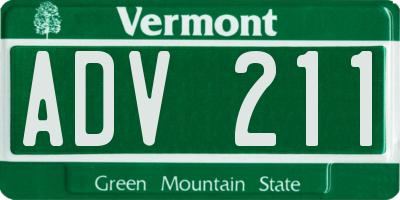VT license plate ADV211