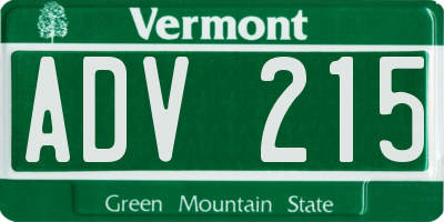 VT license plate ADV215