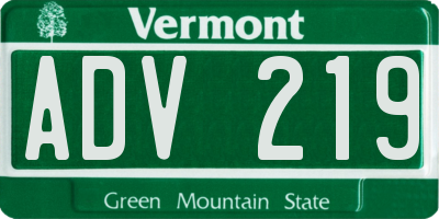 VT license plate ADV219