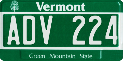 VT license plate ADV224